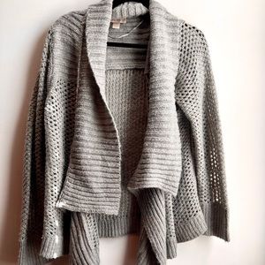 Loft Gray Open Front Sweater